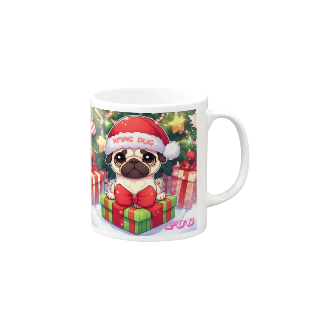 furebuhi　clubのXmas PUG マグカップの取っ手の右面