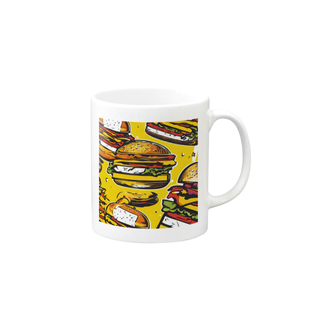 アメリカンポップのハンバーガー　ポップ Mug :right side of the handle