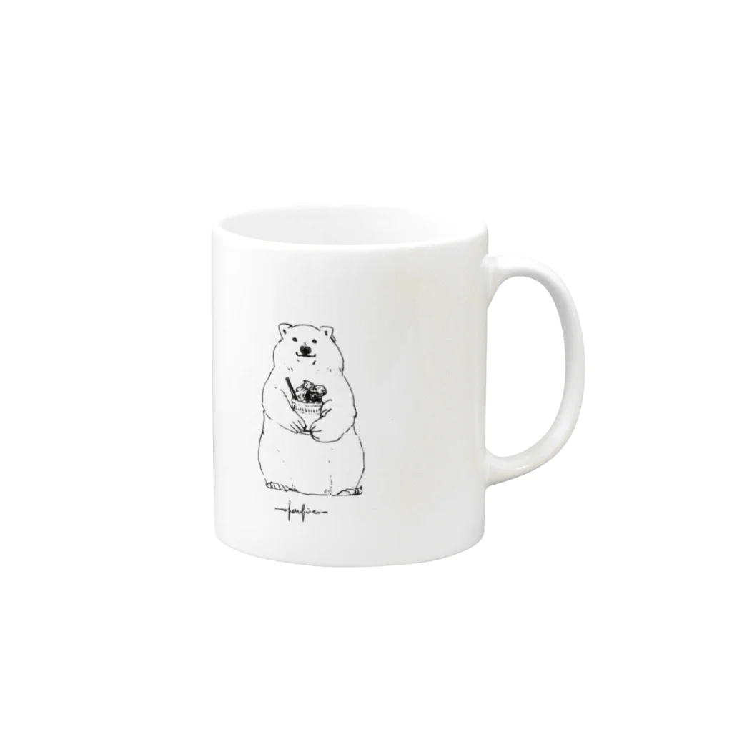 白亜画廊 SUZURI店の2023Winter_PolarBear Mug :right side of the handle