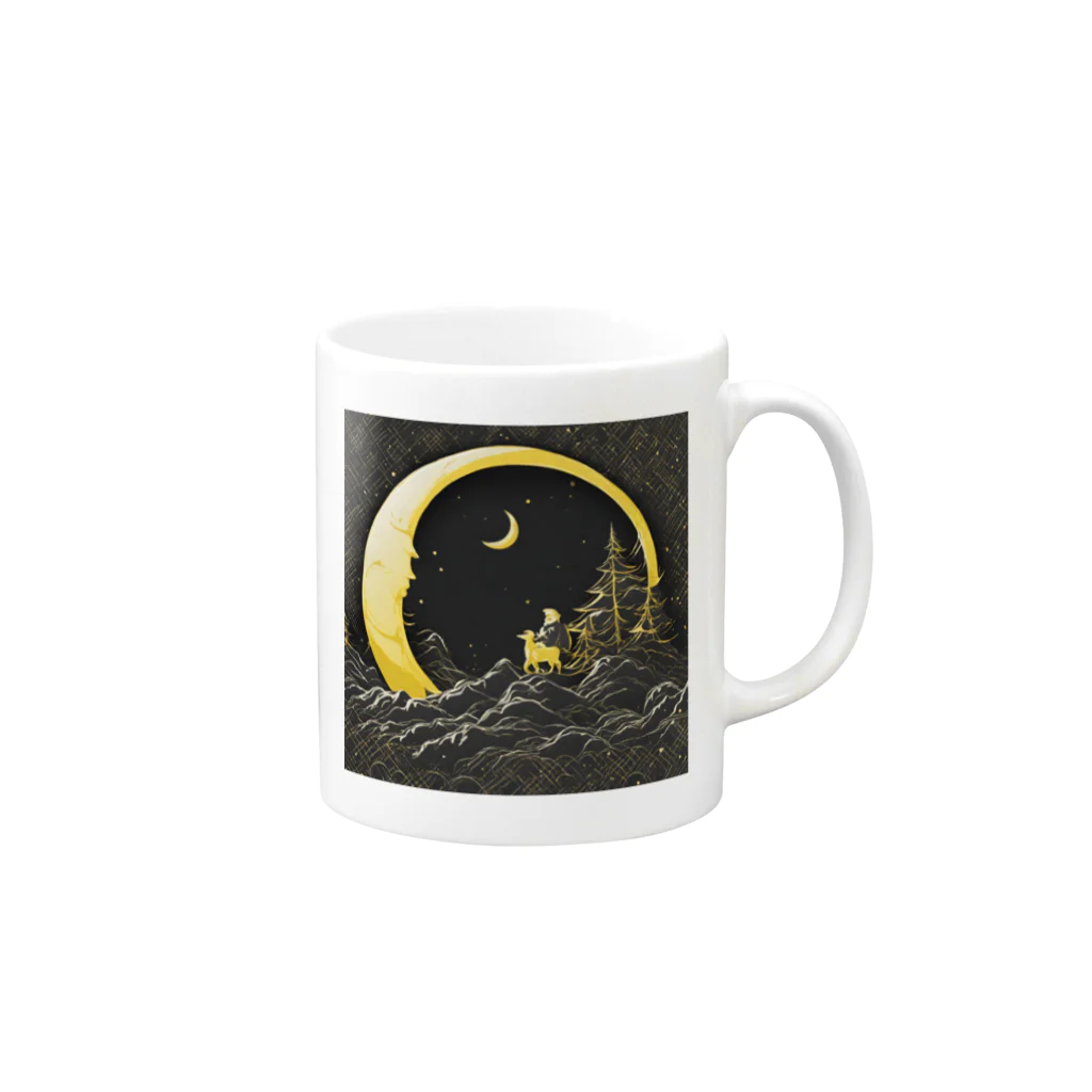 monaccの月夜とサンタクロース Mug :right side of the handle