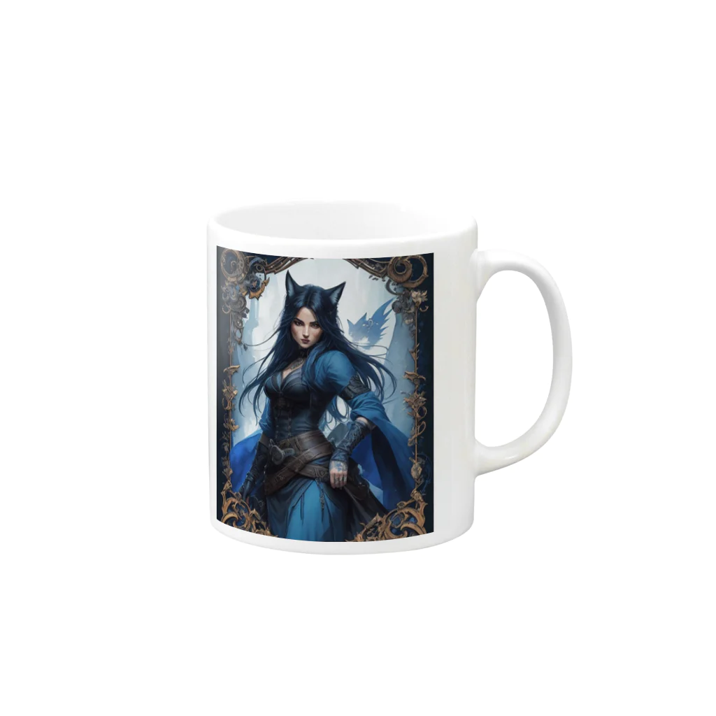 ZZRR12の「狐魔女の蒼き炎」 ： "The Azure Flames of the Fox Witch" Mug :right side of the handle