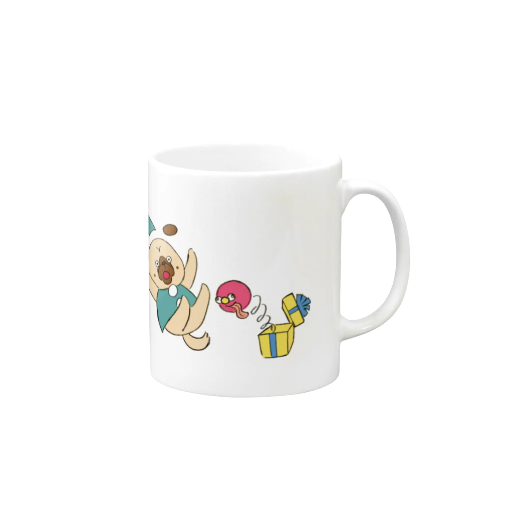 フレブルとパググッズS’IRISERの鼻ペチャクリスマス　パグ Mug :right side of the handle