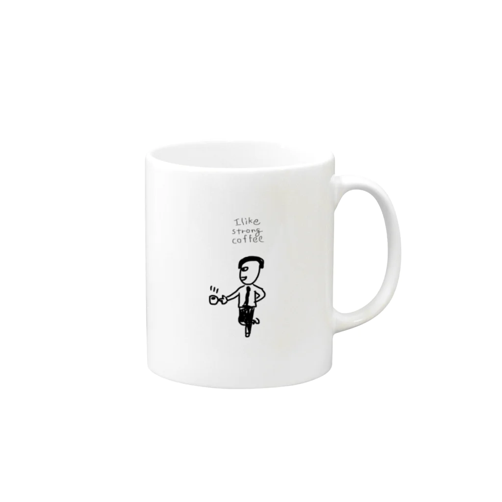 MIZUO_ILLUSTRATIONSのコーヒー通になれた気がするシリーズ Mug :right side of the handle