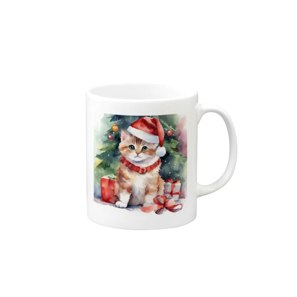 Cat Lidの猫好きに贈る、特別なクリスマスコレクション Mug :right side of the handle