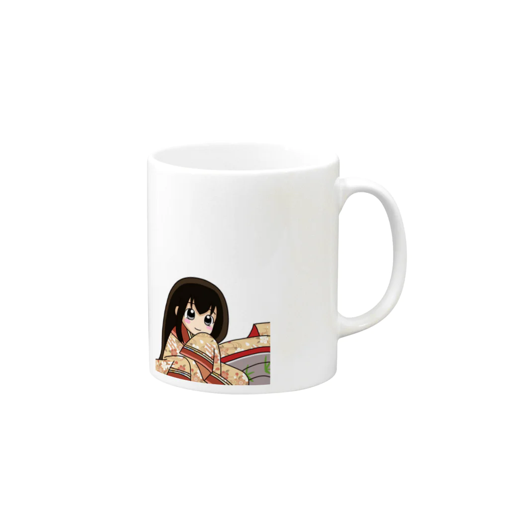 かわいい百人一首のはじめての百人一首（伊勢大輔） Mug :right side of the handle