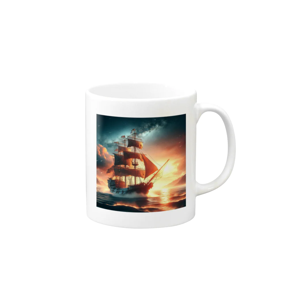 終わらない夢🌈の冒険船🚢✨ Mug :right side of the handle