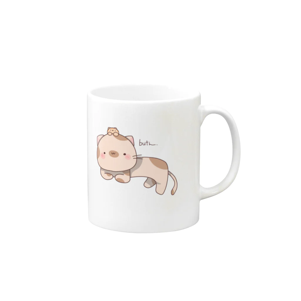 ama_mimi8のぶちと子ねこ Mug :right side of the handle