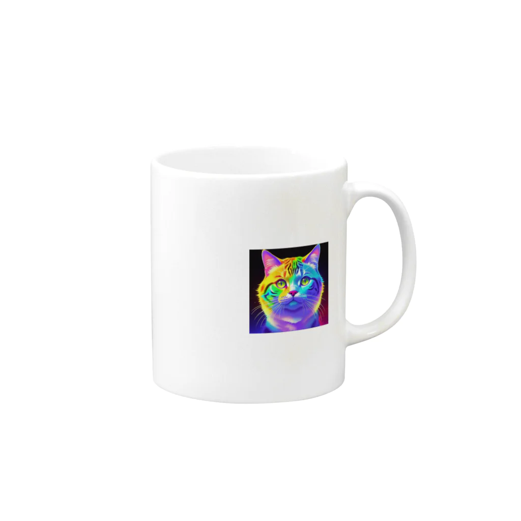 629_CAT_ARTのカラフルサイバーキャット vol3 Mug :right side of the handle