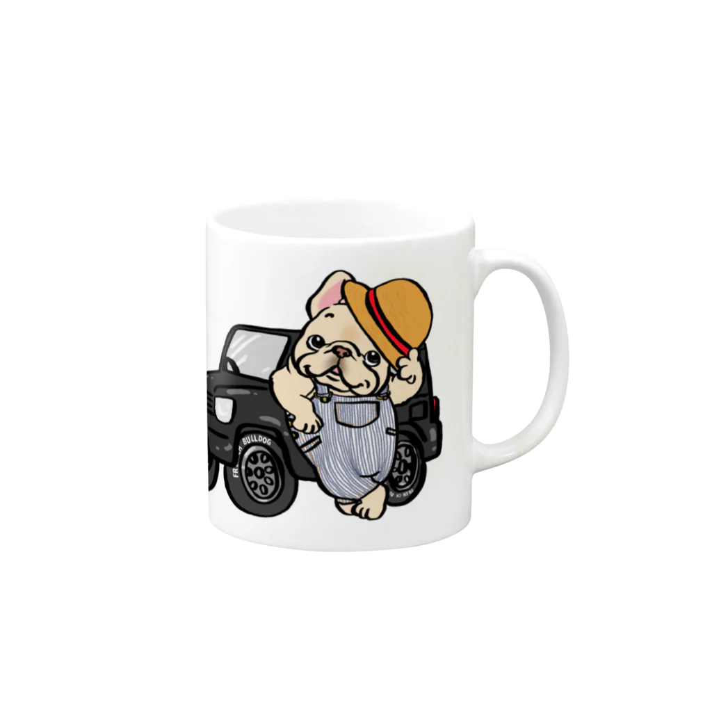 2216studioのアウトドア大好きフレブルちゃん Mug :right side of the handle