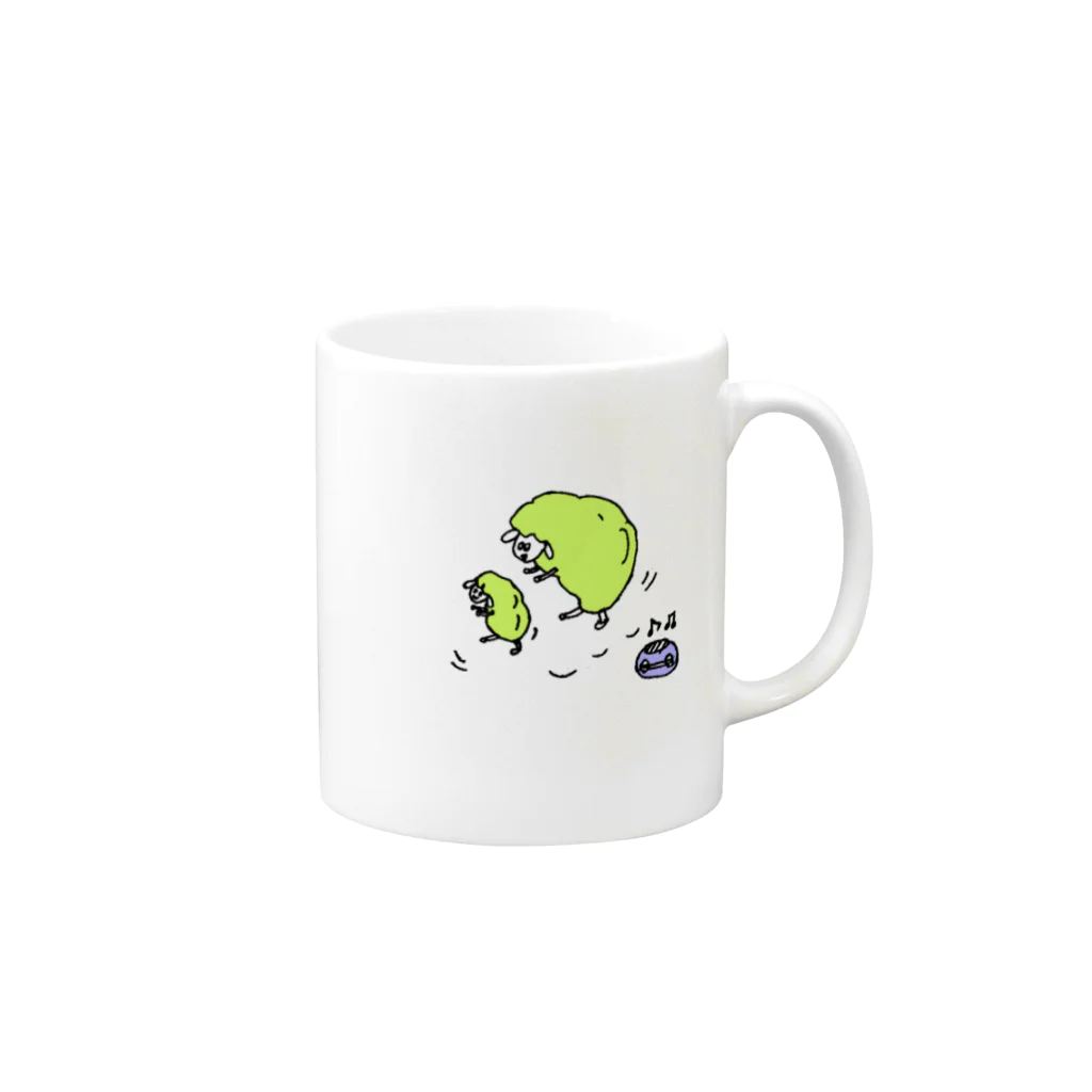 sususuttoのdancing sheep Mug :right side of the handle