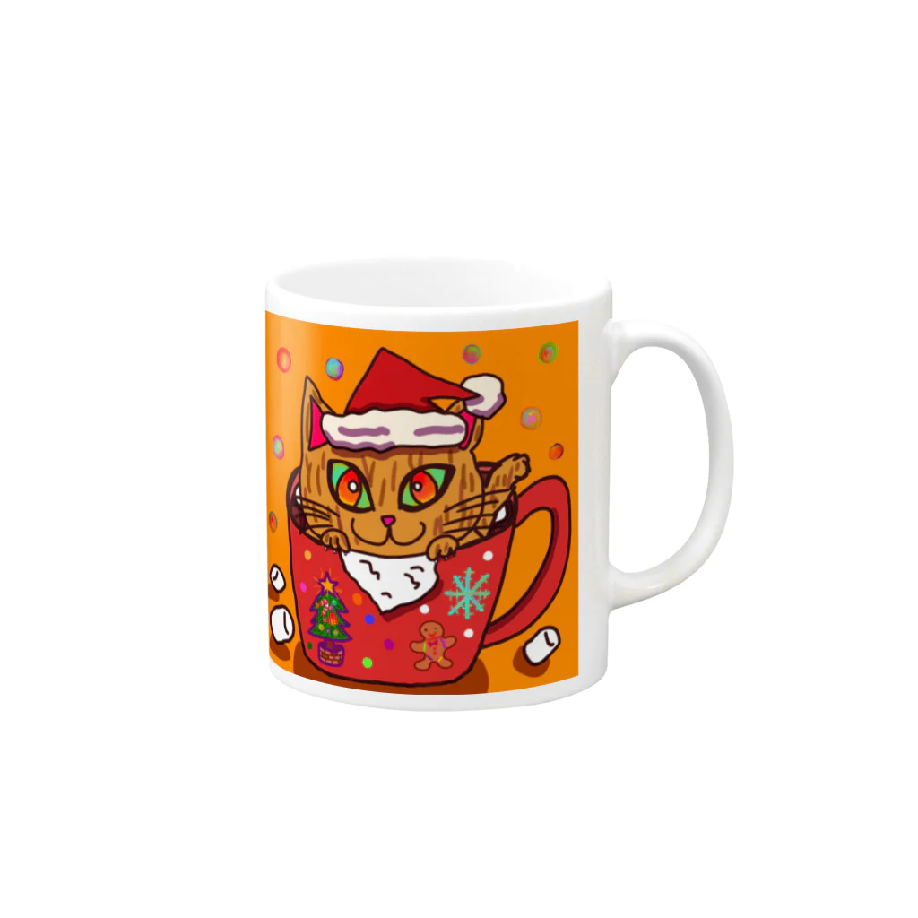 MAのクリスマスにゃんこ Mug :right side of the handle