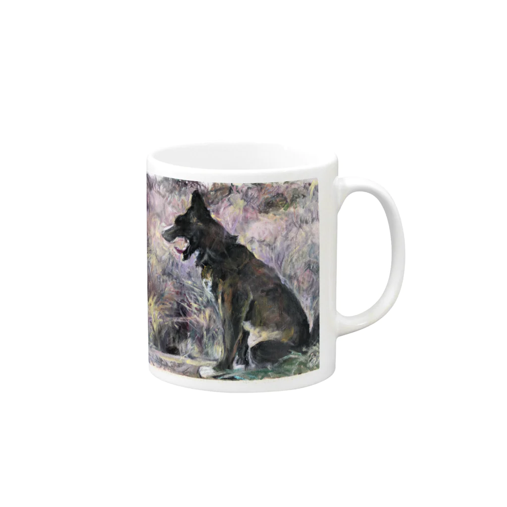 Toshiko’s shopの甲斐犬の大あくび Mug :right side of the handle