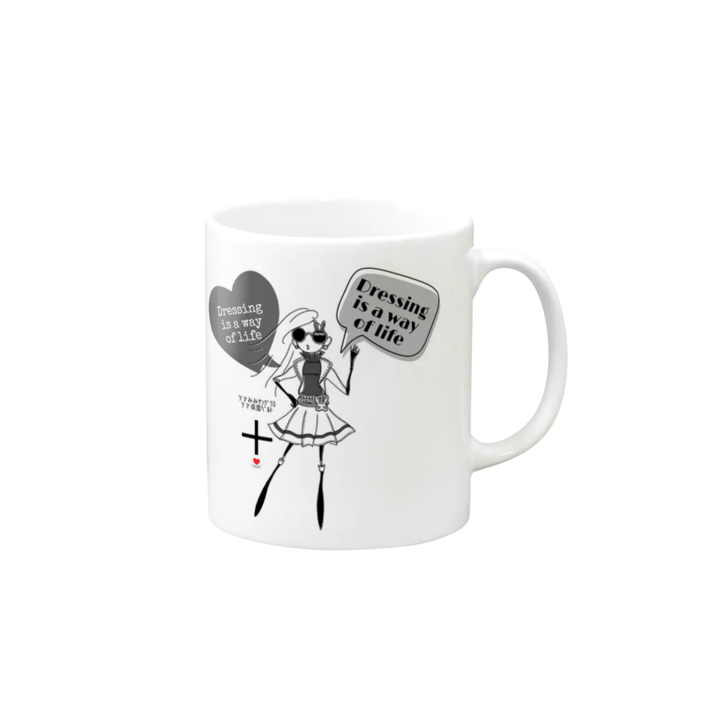 ＋CARABBIのうさloveガール Mug :right side of the handle