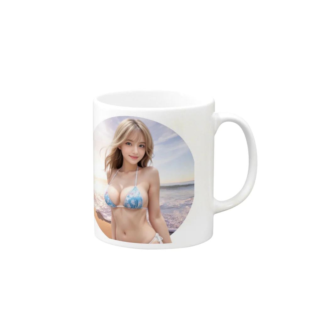 AI美女ビジョのビーチの妖精 Mug :right side of the handle