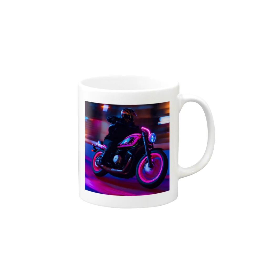 MaSaRuのバイクのイラストグッズ Mug :right side of the handle