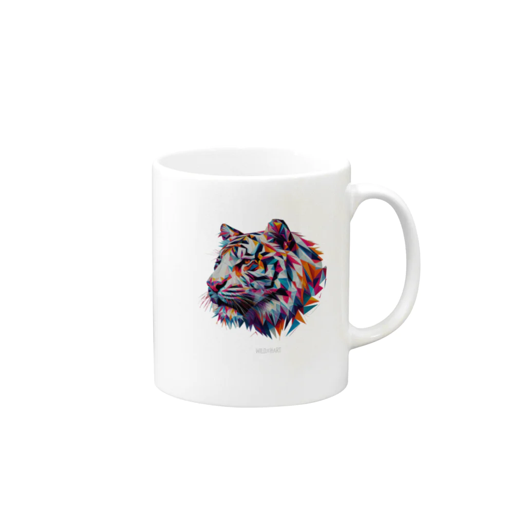 BlackSoddy'S SHOPのタイガーPolygonal Mug :right side of the handle