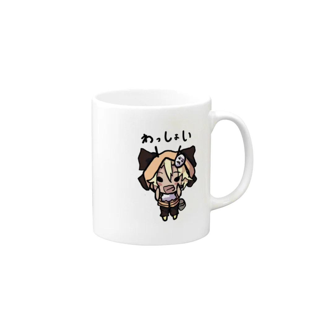 かんぱらつりぃ絵描き相互のはちみつ　わっしょい Mug :right side of the handle