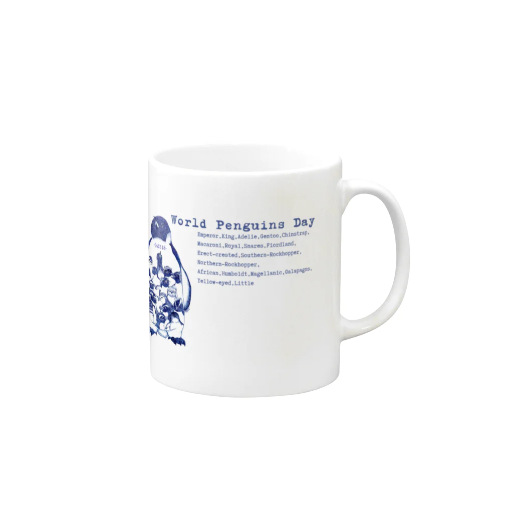 ヤママユ(ヤママユ・ペンギイナ)の-042518-World Penguins Day(Typewriter) Mug :right side of the handle