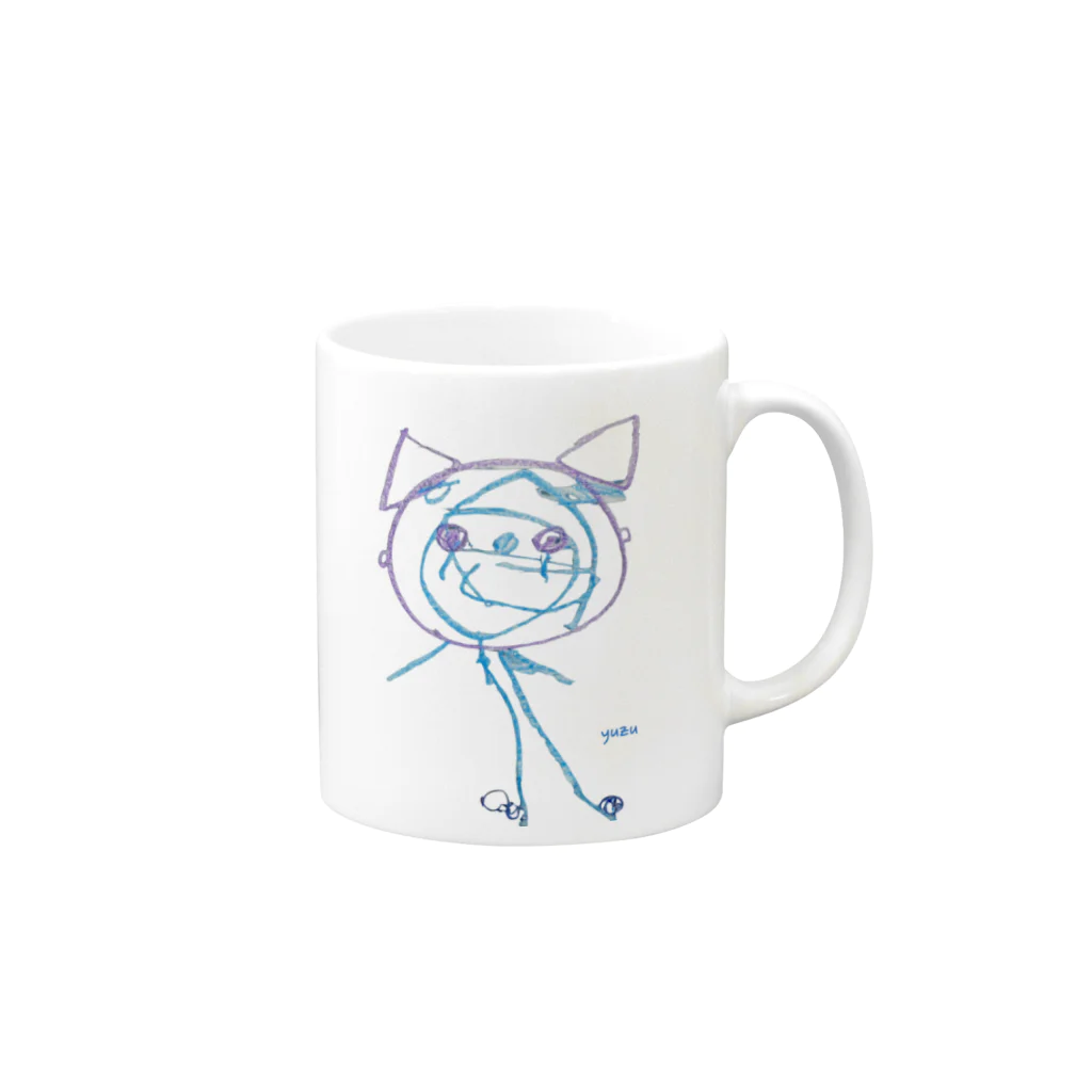 息子だいすきのネコのねゆくん Mug :right side of the handle