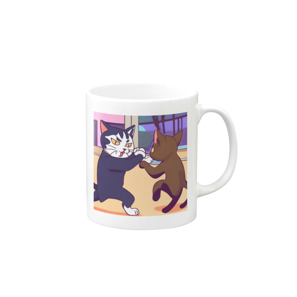 ブギーズのタイマン猫 Mug :right side of the handle