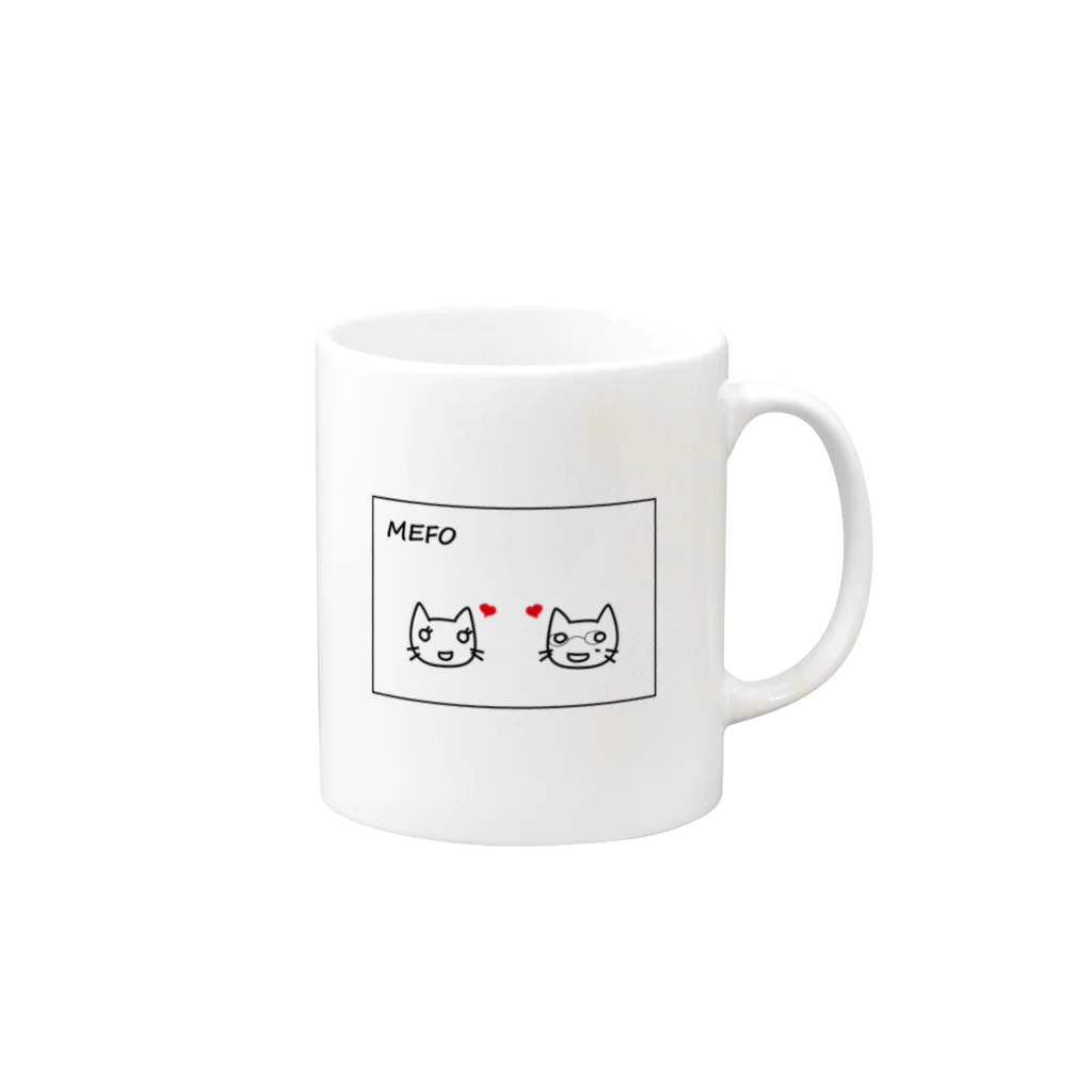 まおい相談役のねここさんとめがねこさん Mug :right side of the handle