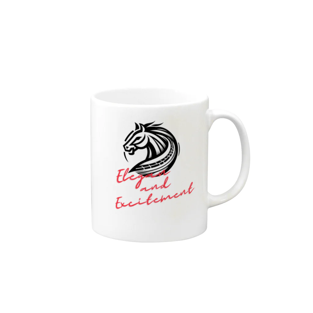 面白デザインショップ ファニーズーストアのElegance and Excitement Mug :right side of the handle