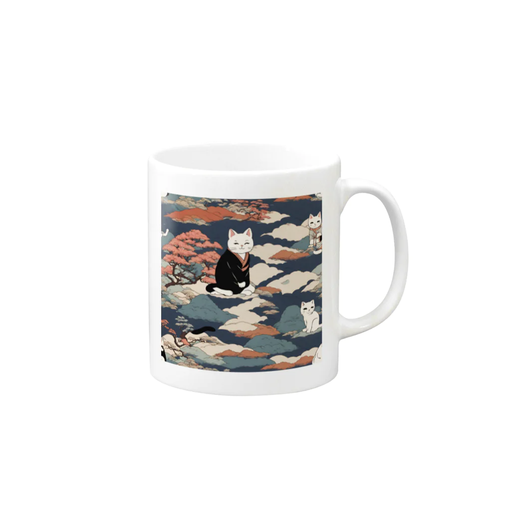 ブギーズの浮世絵猫 Mug :right side of the handle