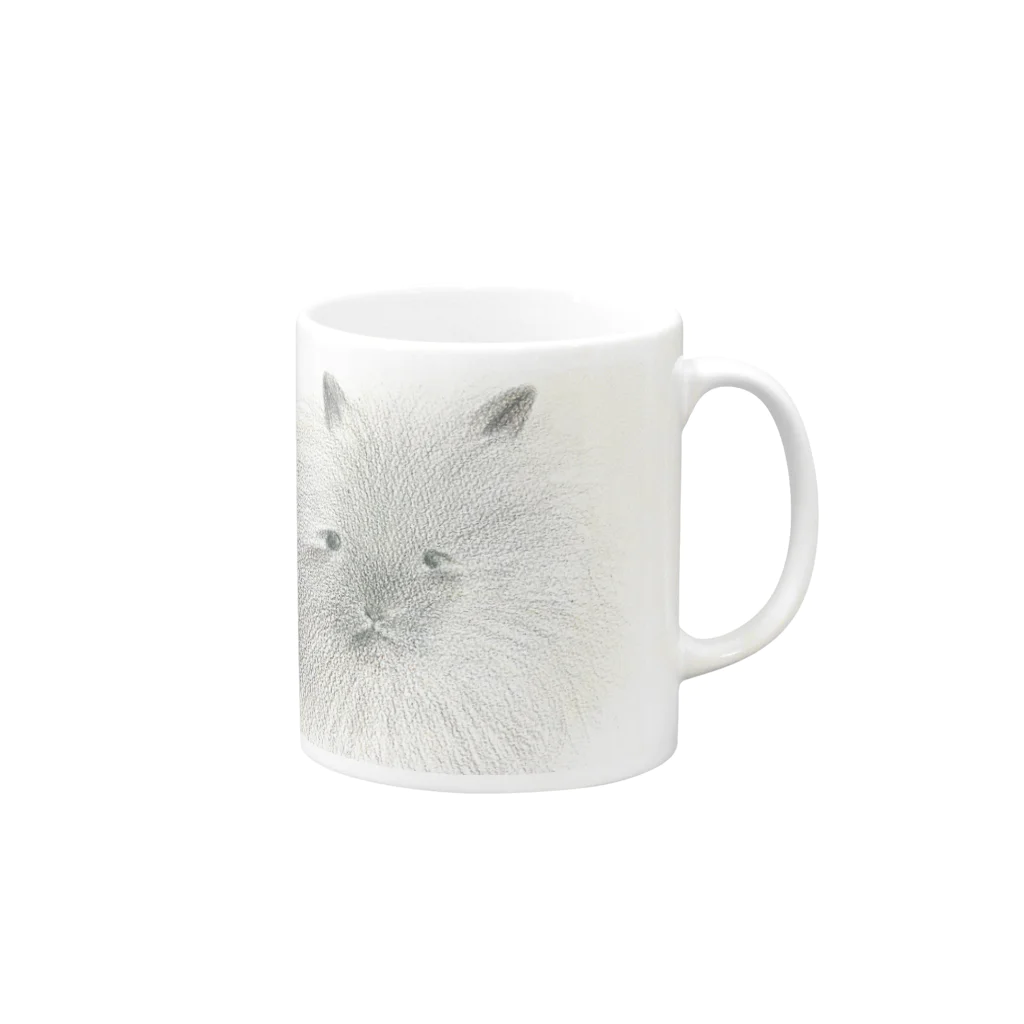 月詠桔梗のふわふわうさぎ Mug :right side of the handle