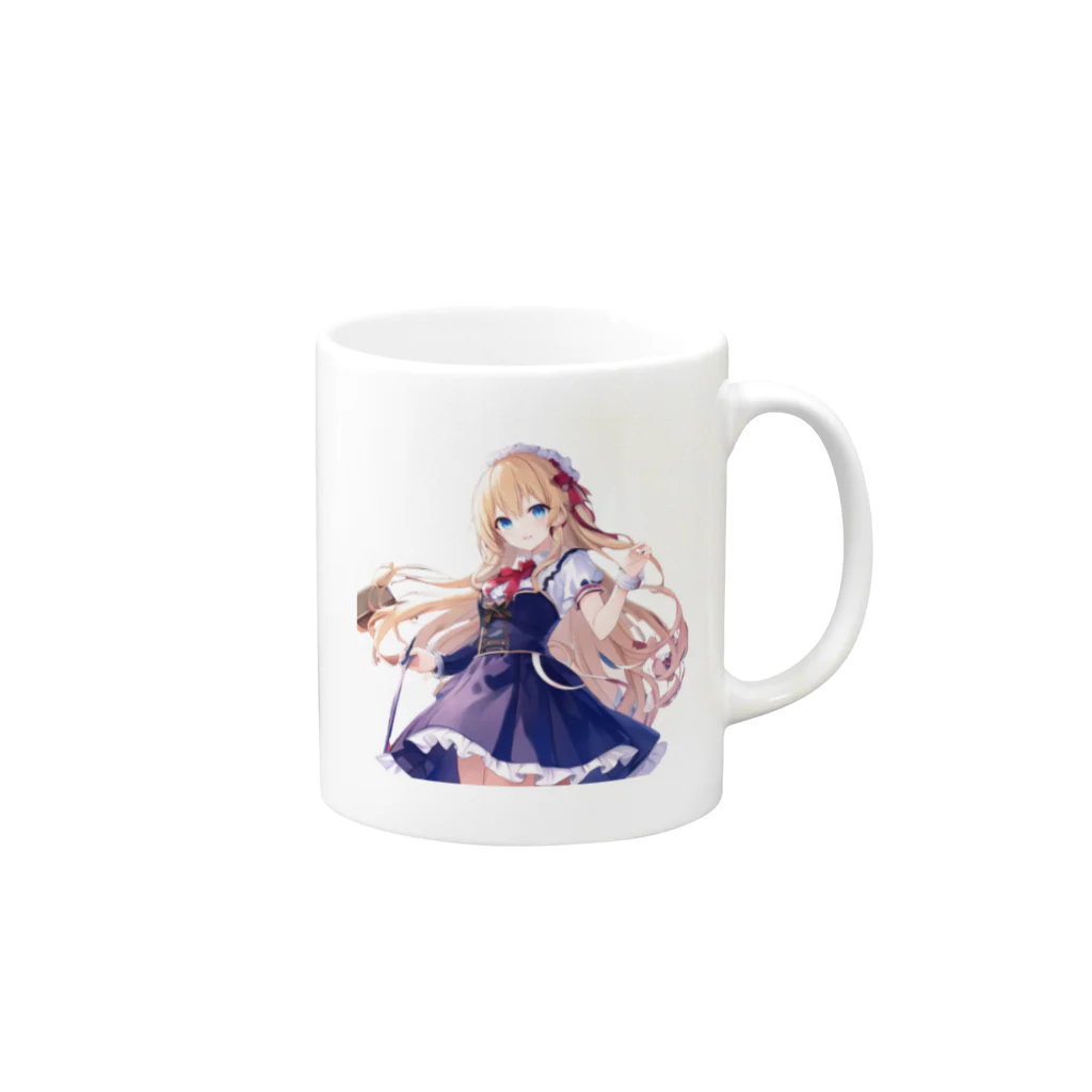 かわいい女の子とシュールな絵のアリスマーガレットちゃん Mug :right side of the handle