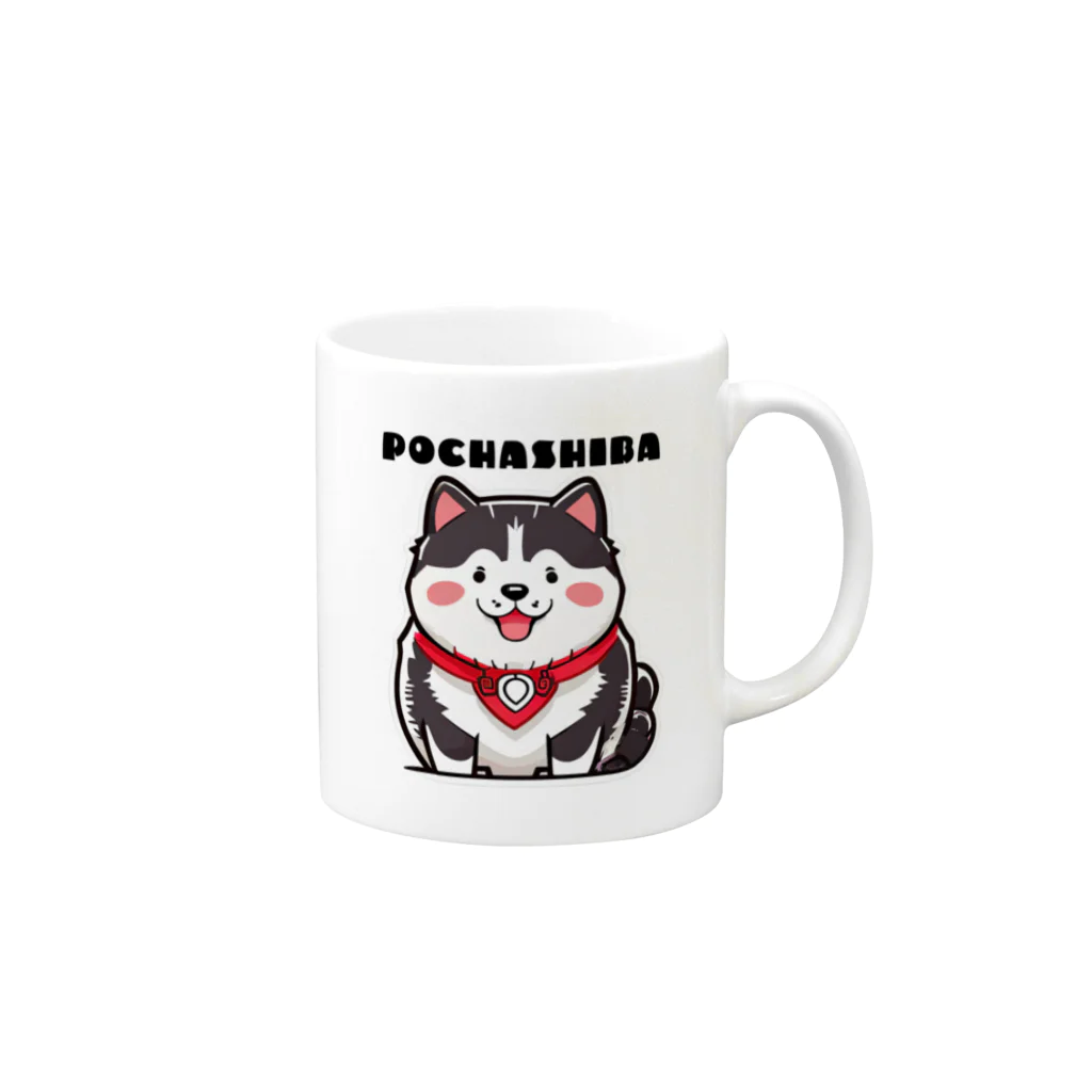 Seapricotの黒柴犬愛嬌無双!～ぽてシバ、ぽちゃシバ～ Mug :right side of the handle