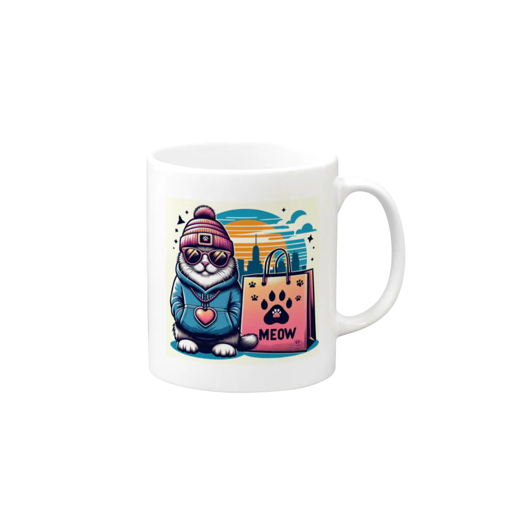 PaletteProdigyの猫のシティライフ Mug :right side of the handle