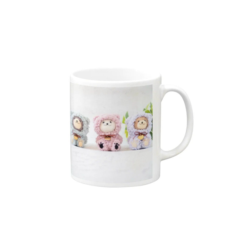 kumamia（くまみあ）のくまの３兄弟もこもこver. Mug :right side of the handle