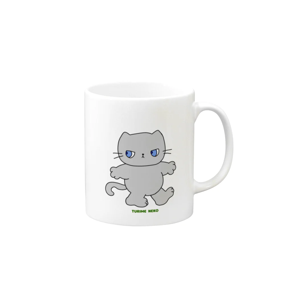 ふうこジャスミンのツリ目ねこ 灰猫 Mug :right side of the handle