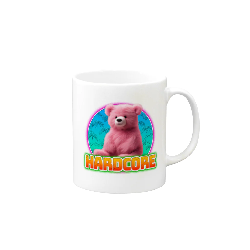 てくのちゃんのHARDCOREピンクのクマちゃん Mug :right side of the handle