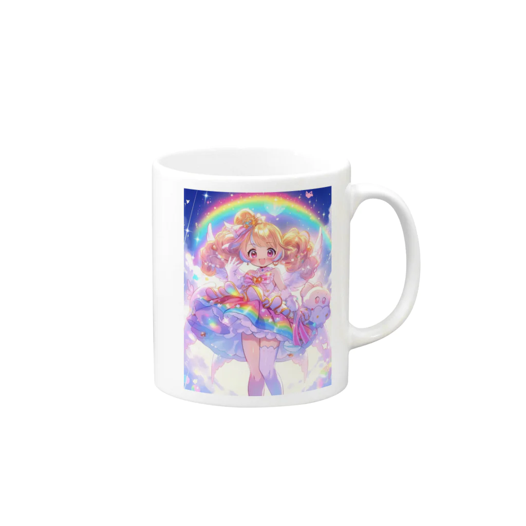 シロクマペンギンの虹の魔法少女 Mug :right side of the handle