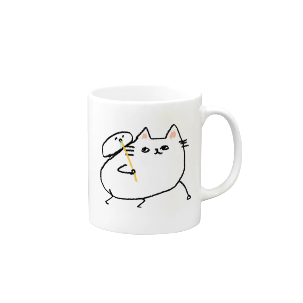 86_hamburgerのねこもどきに保護されるよ Mug :right side of the handle