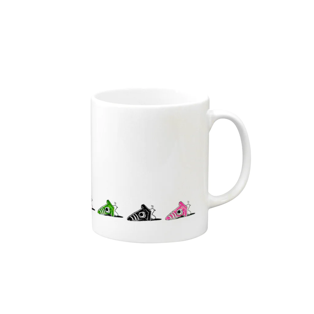 敷島の倒れたコーンちゃん　もっとカラフル Mug :right side of the handle