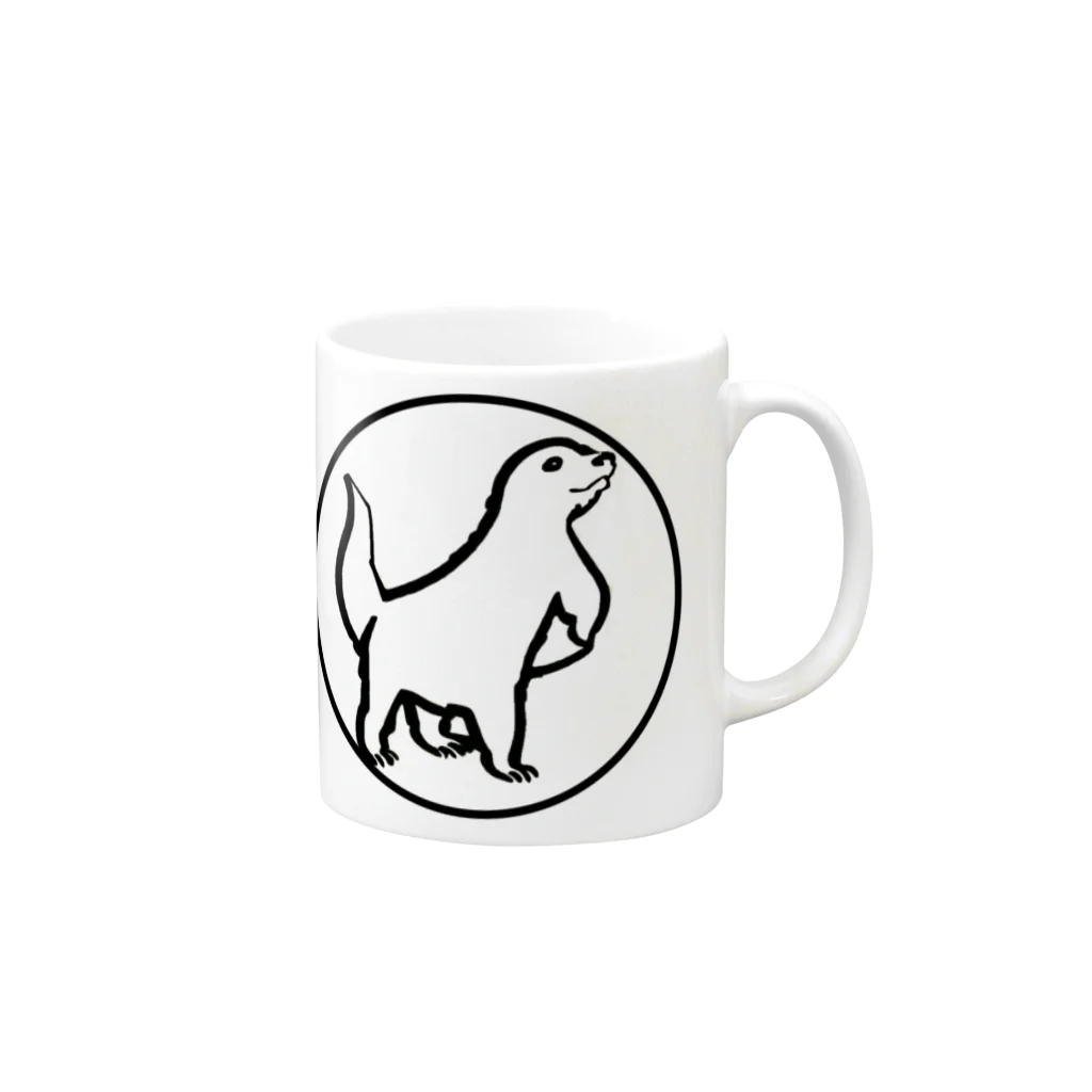 夢幻カワウソくんのお店のロゴマーク風カワウソくん Mug :right side of the handle