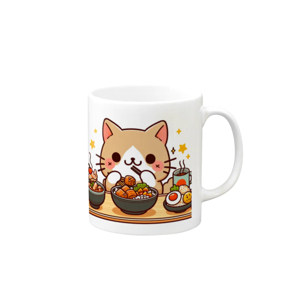 zuuu-の☆食いしん坊にゃんこ☆ Mug :right side of the handle