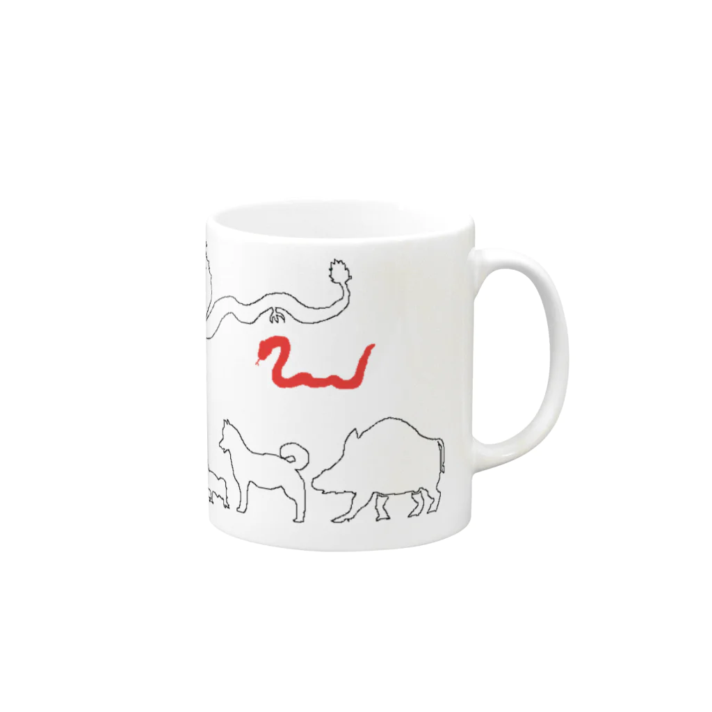 蛇口〆太のお店の十二支（巳） Mug :right side of the handle