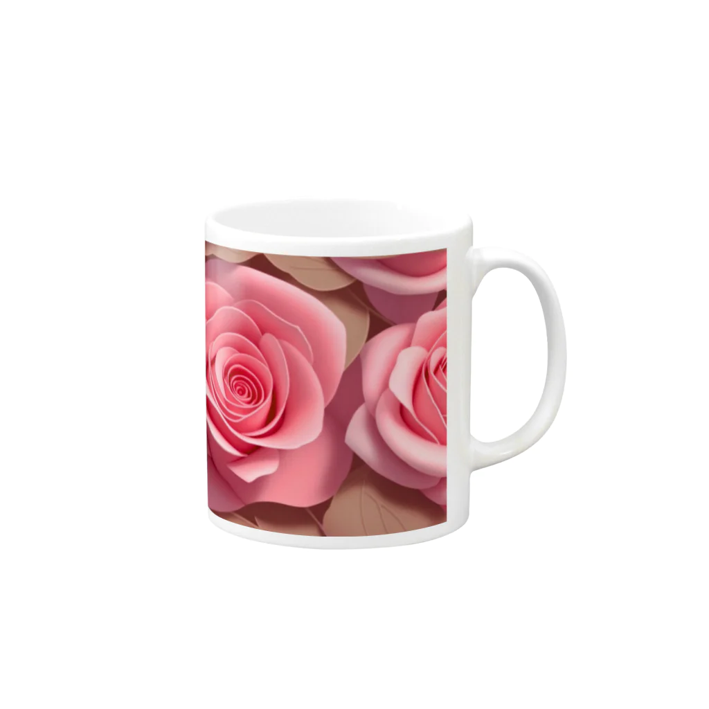 ポンキチはうすのピンクの薔薇 Mug :right side of the handle