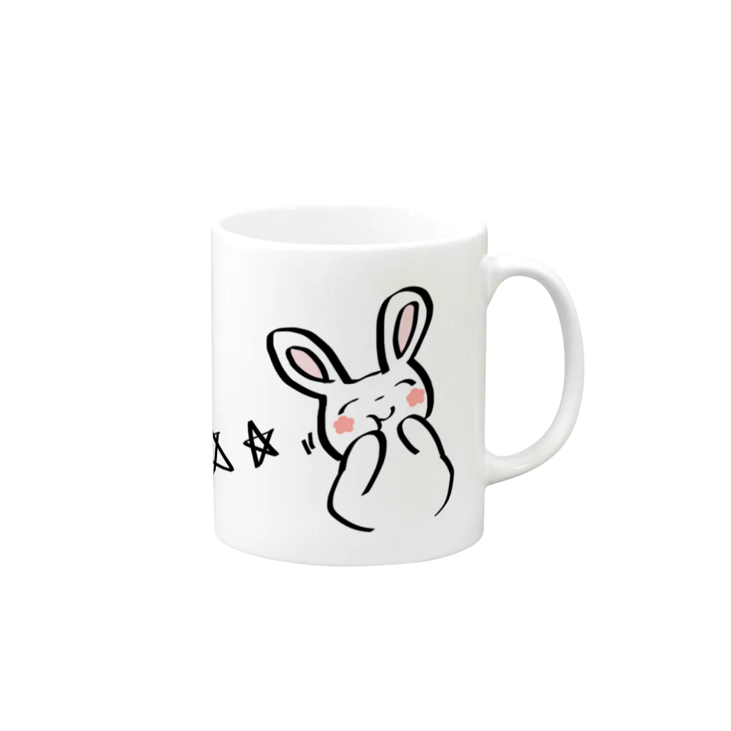 ﾊﾈｺﾊﾈのもぐもぐうさちゃん Mug :right side of the handle