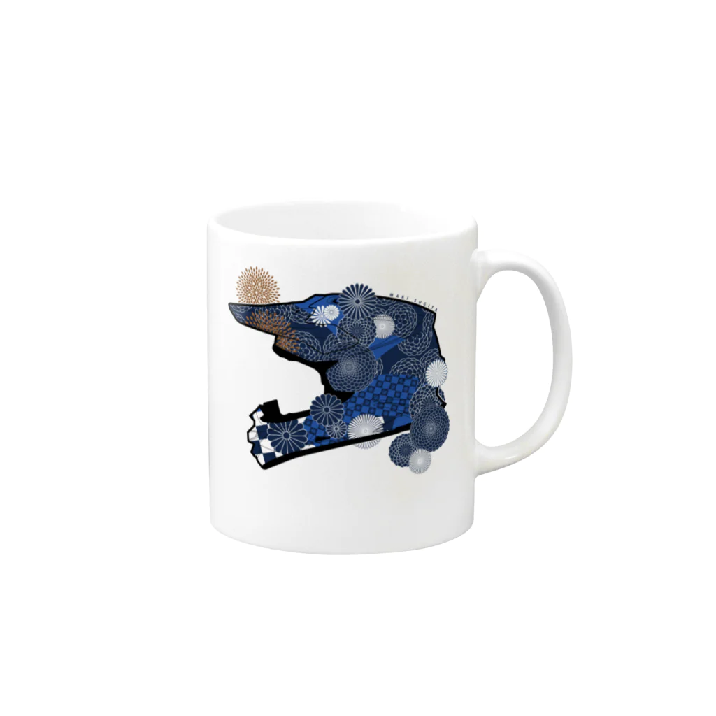 乗り物雑貨屋のまっきーぺんのヘルメットデカール Mug :right side of the handle