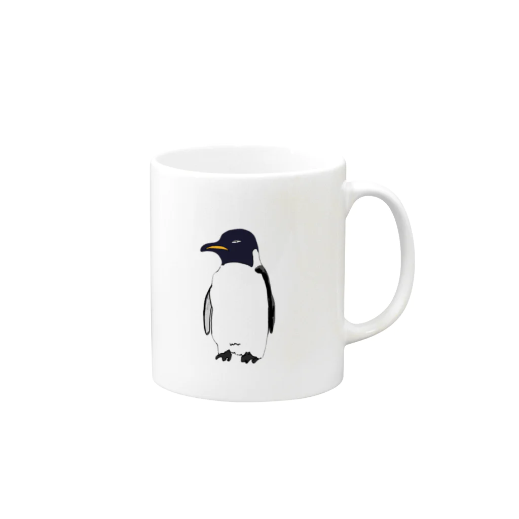 目つきが鋭い動物たちの目つきの鋭いペンギン Mug :right side of the handle