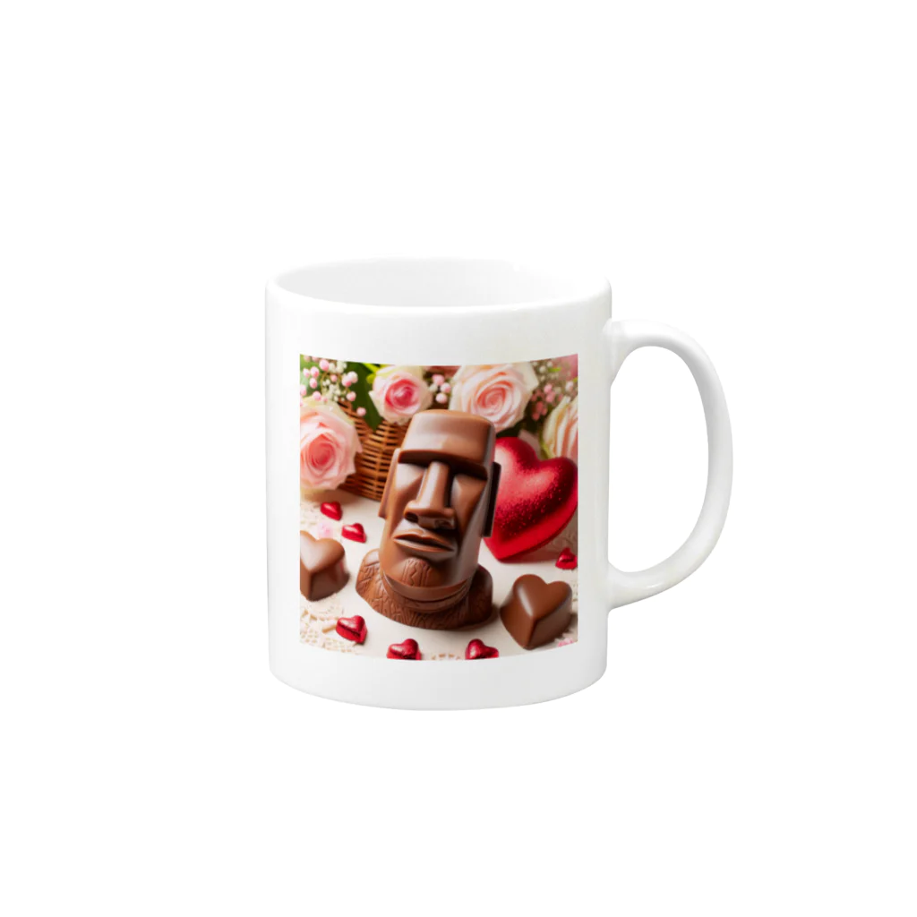 SALVADORSのモアイ像チョコ Mug :right side of the handle