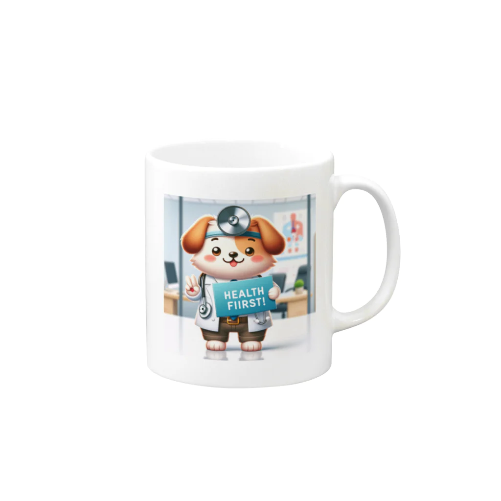 はらの健康第一の犬 Mug :right side of the handle