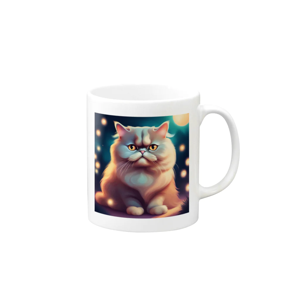 レモングラスのごきげんなペルシャ猫 Mug :right side of the handle