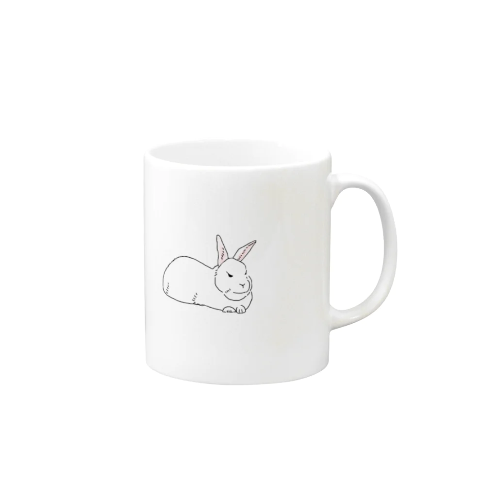 目つきが鋭い動物たちの目つきの鋭い白うさぎ Mug :right side of the handle