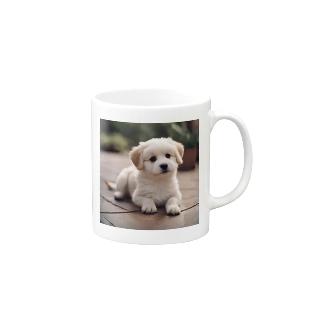 AI Imaginationの可愛い犬のイラストグッズ Mug :right side of the handle