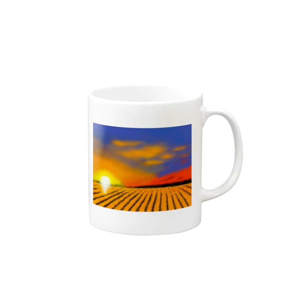 日々好日屋2号店の田んぼと夕焼け Mug :right side of the handle